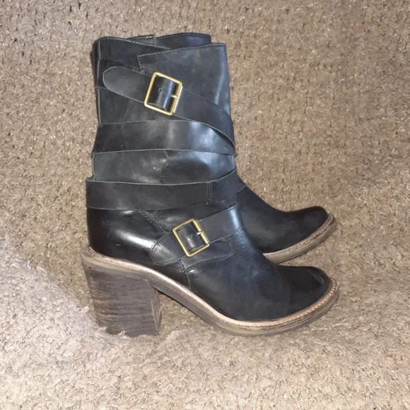 JEFFREY CAMPBELL-Ibiza-France II Booties-Black Leather-Moto-Straps-8.5-Excellent - Picture 4 of 6